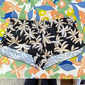Billabong Black and Cream Palm Print Women Shorts